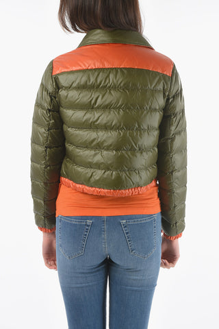 Two-Tone CLARION Cropped Down Jacket with Golden Zipper