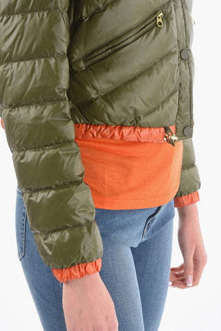 Two-Tone CLARION Cropped Down Jacket with Golden Zipper