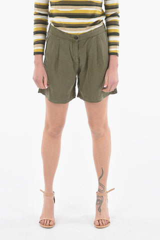 Single-Pleat Flared Shorts