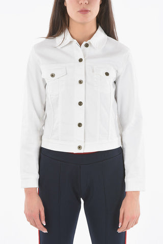 Giubbotto Crop in Denim con Bottoni Logati