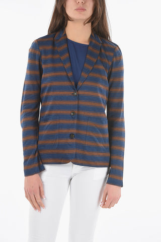 Striped Two-Tone Flax SLUB Blazer