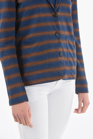 Striped Two-Tone Flax SLUB Blazer