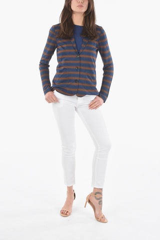 Striped Two-Tone Flax SLUB Blazer