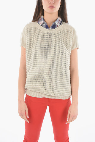 Lightweight Perforated Short Sleeve Sweater