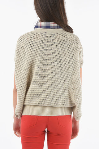Lightweight Perforated Short Sleeve Sweater