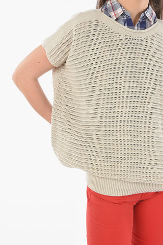 Lightweight Perforated Short Sleeve Sweater