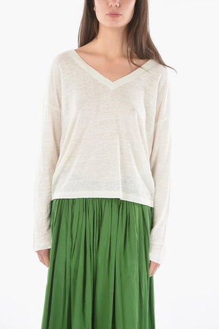 Lightweight Linen SLUB V-neck Sweater