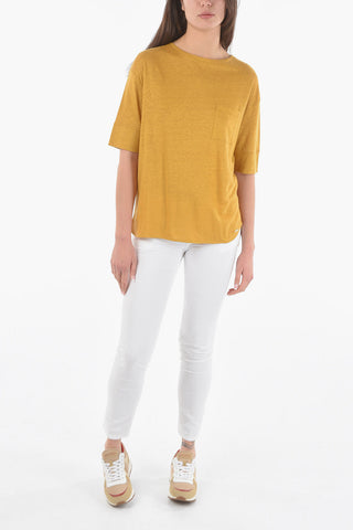 Linen Crewneck T-Shirt SLUB With Pocket