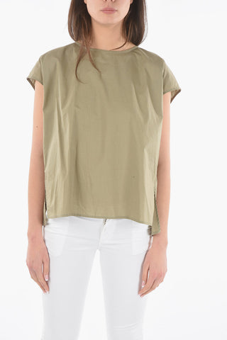 Cotton Popelin Blouse with 3 Buttons on the Back