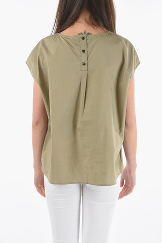 Cotton Popelin Blouse with 3 Buttons on the Back