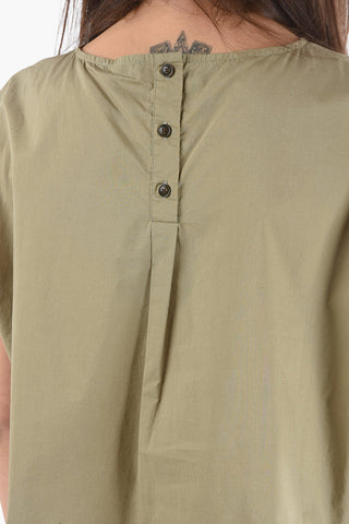 Cotton Popelin Blouse with 3 Buttons on the Back