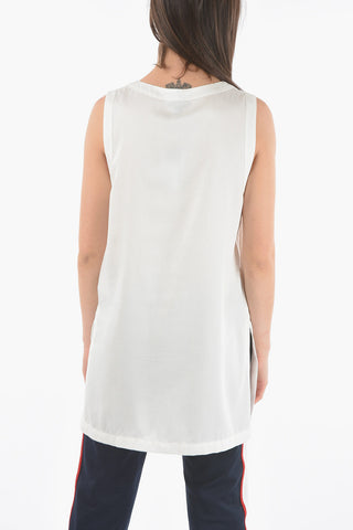 Twill FLUID Maxi Tank Top with Side-Split Hem