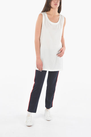 Twill FLUID Maxi Tank Top with Side-Split Hem