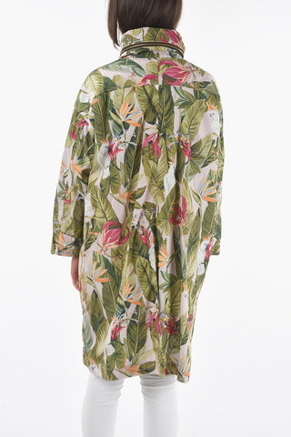 Trench CHEMUNG Oversized con Motivo Jungle e Cappuccio Removibile