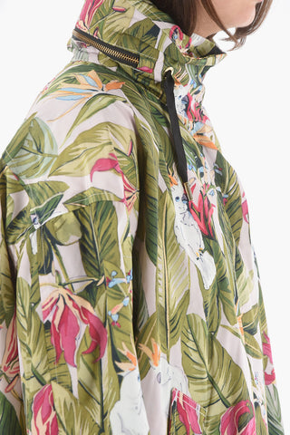 Trench CHEMUNG Oversized con Motivo Jungle e Cappuccio Removibile