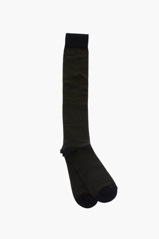 Two-Tone Horizontal Ribs Long Socks