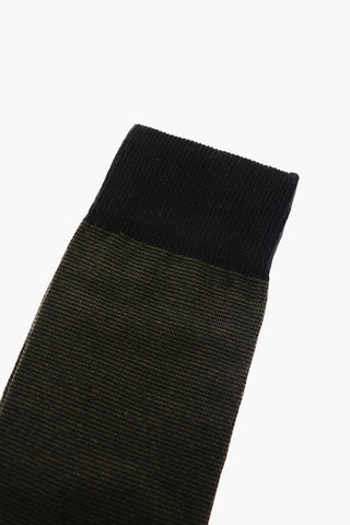 Two-Tone Horizontal Ribs Long Socks