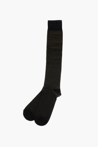Two-Tone Horizontal Ribs Long Socks