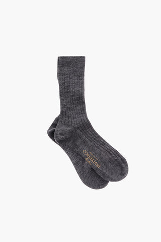 Solid Color Ribbed Socks with Printed Logo