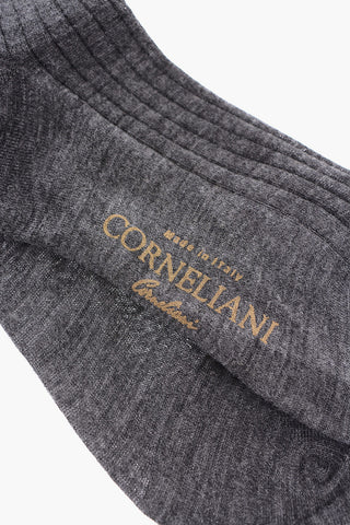 Solid Color Ribbed Socks with Printed Logo