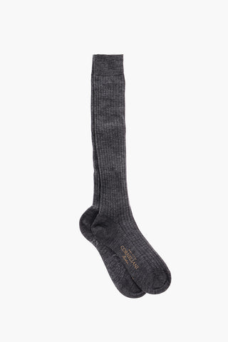 Solid Color Ribbed Socks with Printed Logo