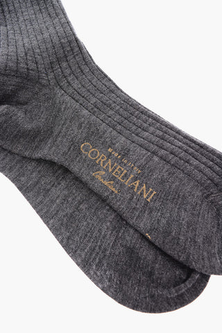 Solid Color Ribbed Socks with Printed Logo