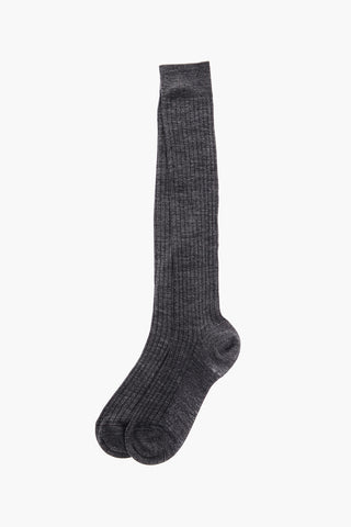 Solid Color Ribbed Socks with Printed Logo