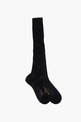 Ribbed Virgin Wool Blend Long Socks