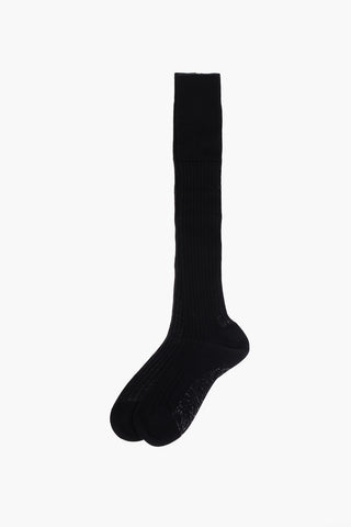 Ribbed Virgin Wool Blend Long Socks
