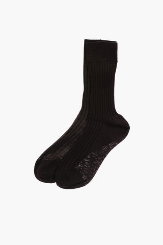 Ribbed Virgin Wool Blend Long Socks