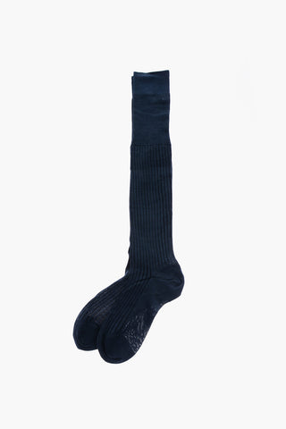 Calzini lunghi in cotone a costine 
