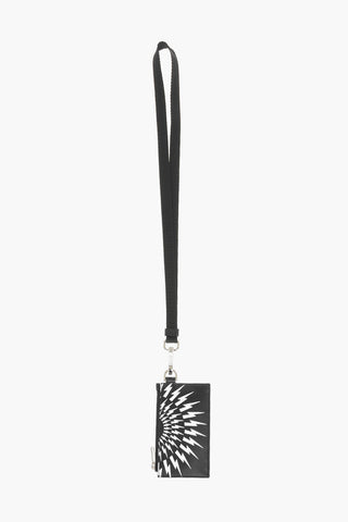 Zipped FAIR-ISLE THUNDERBOLT Printed Leather Card Holder