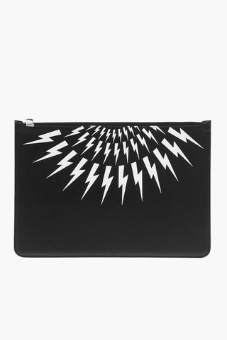 Printed Leather FAIR-ISLE THUNDERBOLT Clutch