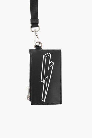 Zipped 3D BOLT Printed Leather Card Holder