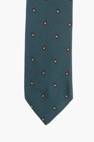 Paisley Patterned Flax and Silk Tie
