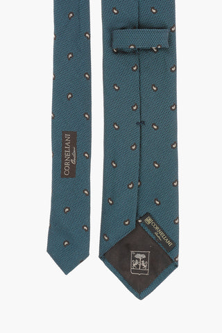Paisley Patterned Flax and Silk Tie