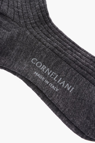 Solid Color Ribbed Socks with Printed Logo
