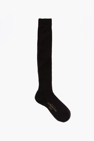 Ribbed Virgin Wool Blend Long Socks