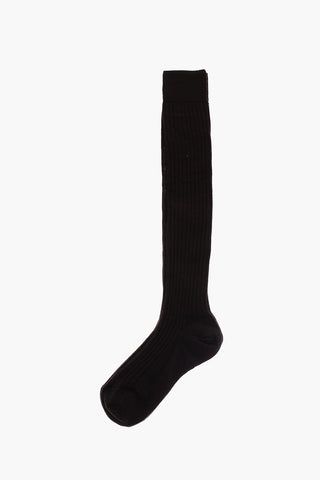 Ribbed Virgin Wool Blend Long Socks