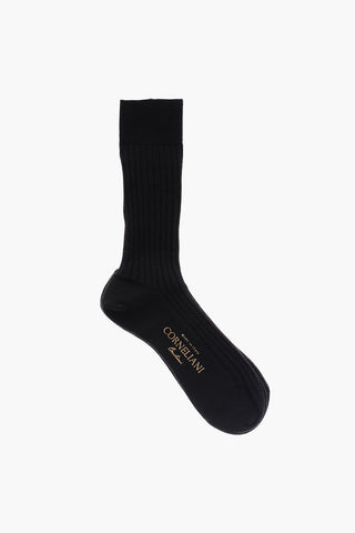 Ribbed Virgin Wool Blend Long Socks