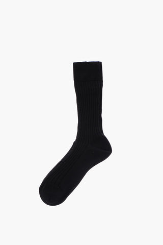 Ribbed Virgin Wool Blend Long Socks