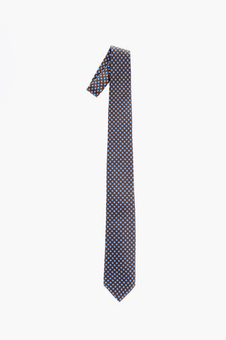 Two-Tone Geometric Patterned Silk Tie