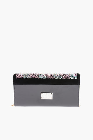 Patent Leather Wallet with Rhinestone Embellishment