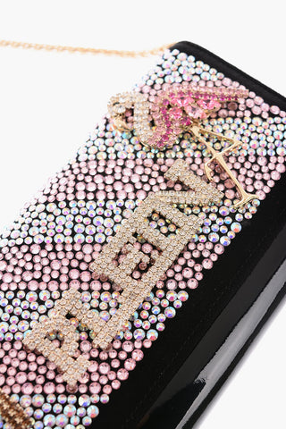 Patent Leather Wallet with Rhinestone Embellishment