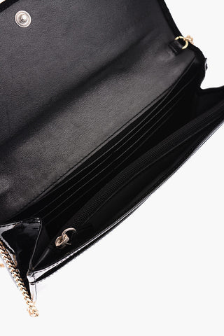 Patent Leather Wallet with Rhinestone Embellishment