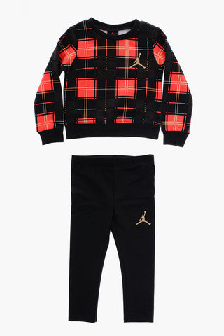 AIT JORDAN Set FLIGHT Plaid Hoodie and Shiny Leggings