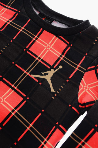 AIT JORDAN Set FLIGHT Plaid Hoodie and Shiny Leggings