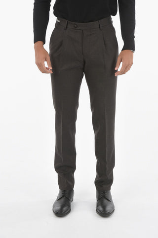 Pantaloni LIGHT in Lana Vergine Pied de Poule ad 1 Pince 