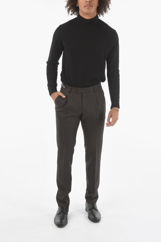 Pantaloni LIGHT in Lana Vergine Pied de Poule ad 1 Pince 