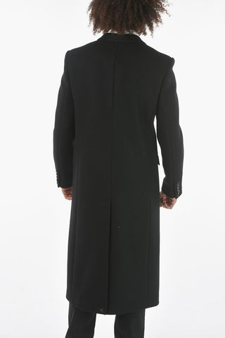 Wool-blend Double-breasted Coat with Peak Lapel in Zebra Motif